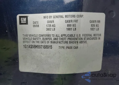 2009 Chevrolet Cobalt Ls z USA, uszkodzony, nr VIN 1G1AS58H597168915